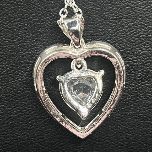 Vintage Avon Silver Triple Heart Pendant on Silver-Toned Chain - Picture 5 of 6